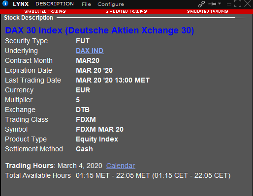 Dax futures informace