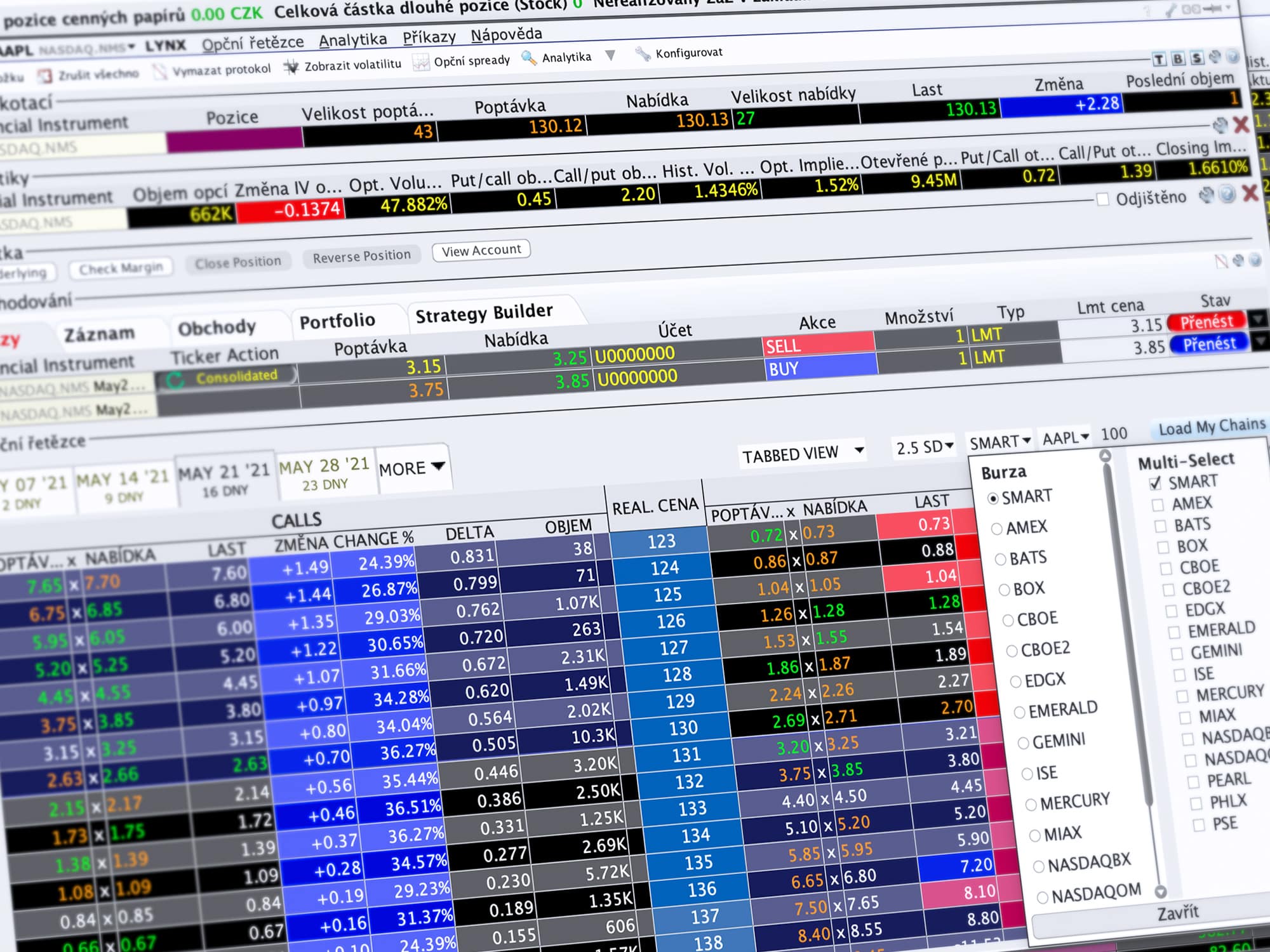 Ukázka obchodování v nástroji OptionTrader s možností přímého nákupu