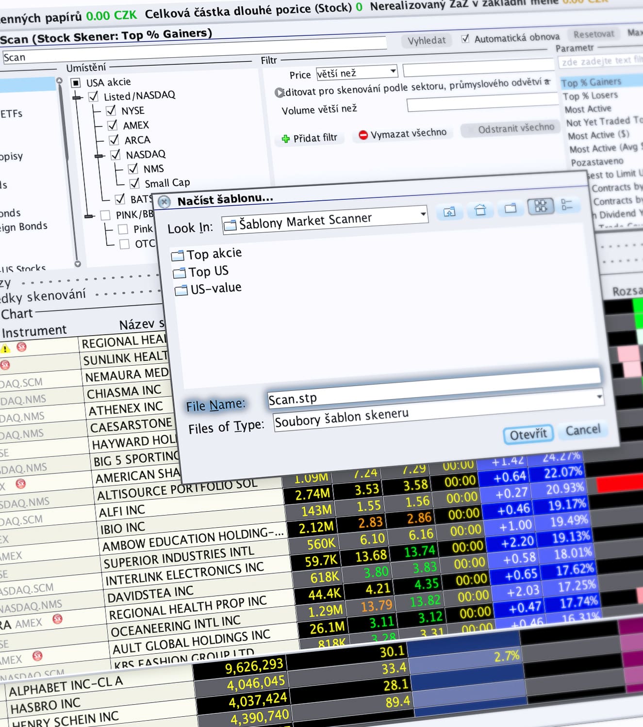 Ukázka snadného uložení parametrů hledaní v Marketscanner