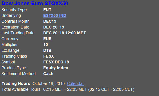 ESTX50 futures