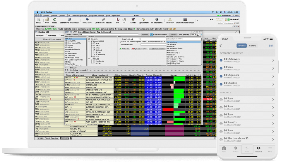 Filtrujte si zajímavé akcie za použití nástroje MarketScanner Markt Scanner: een unieke trading tool voor een overzicht van alle relevante aandelen