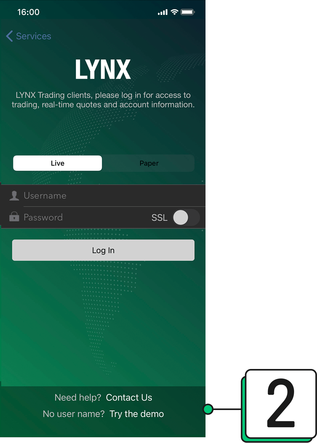 LYNX Trading přihlášení přes aplikaci pro mobilní telefony a tablety