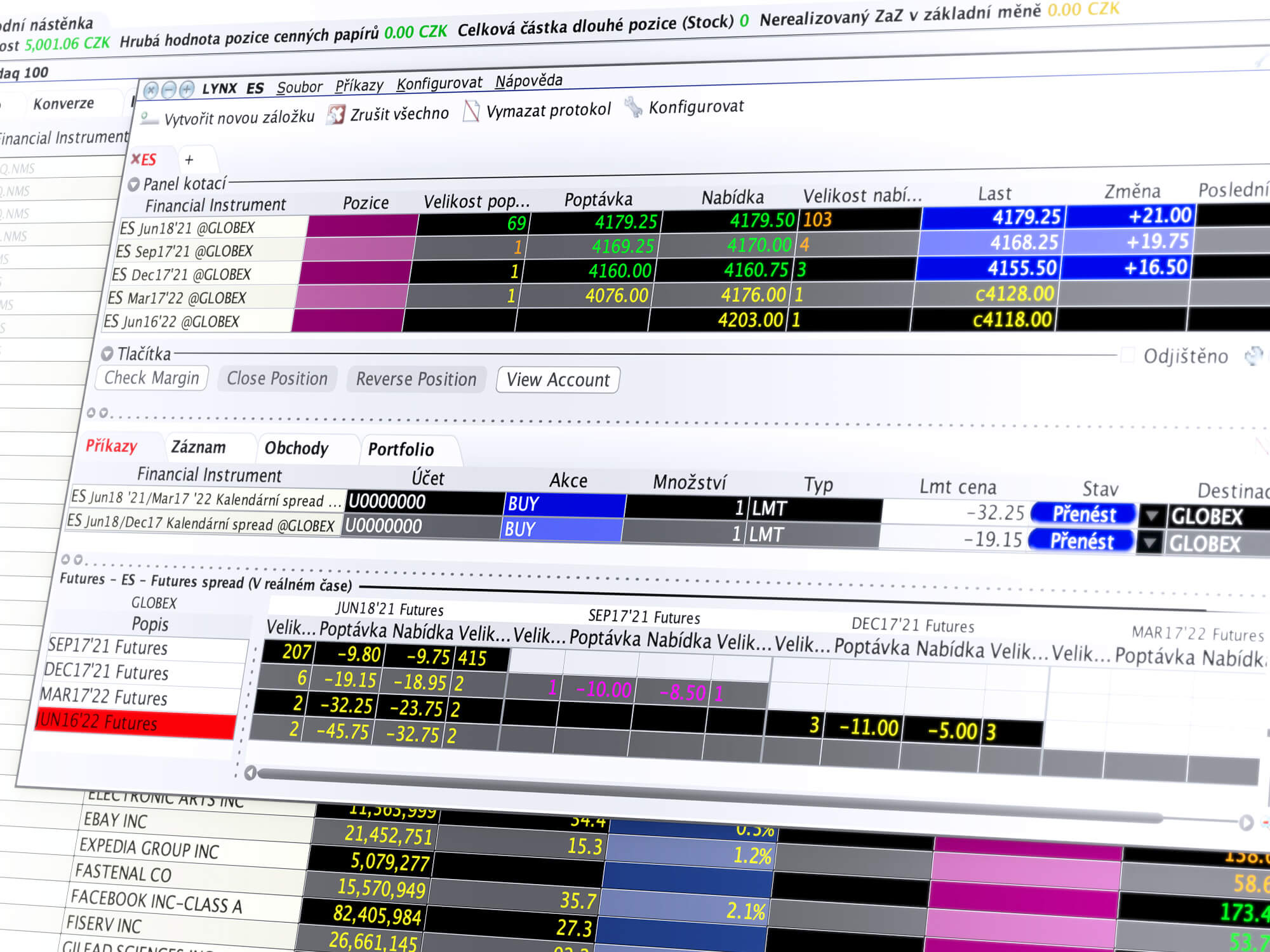 Detail obchodního nástroje SpreadTrader pro snadné obchodování spreadů