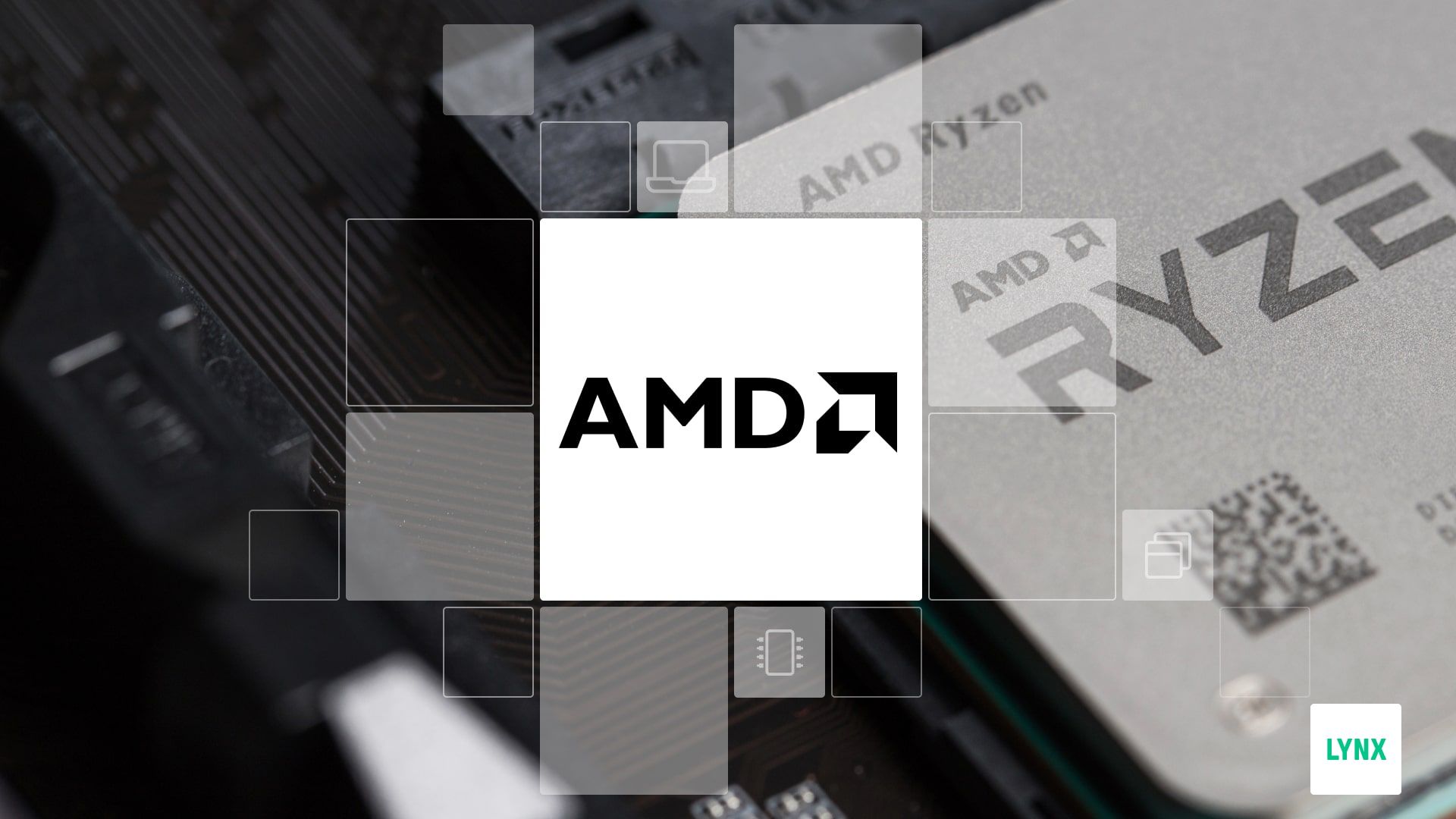 Logo AMD a čip RYZEN