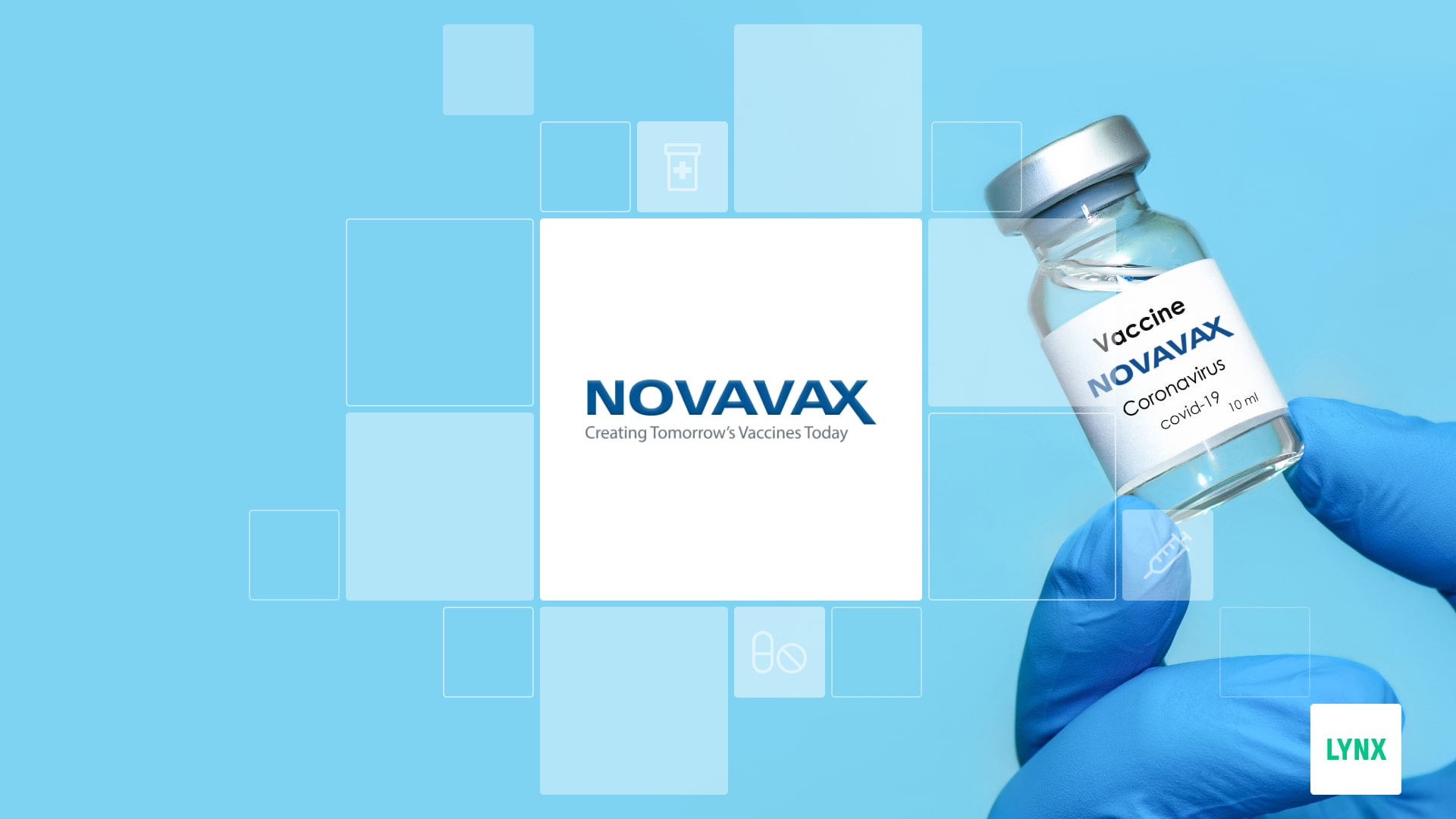 Obchodujte akcie Novavax prostřednictvím LYNX Logo a vakcína společnosti Novavax