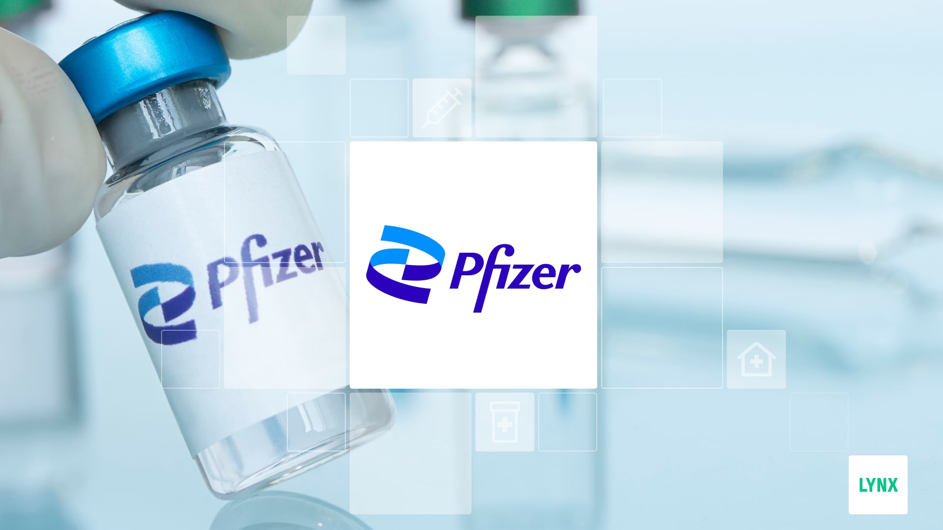 Logo a vakcína společnosti Pfizer