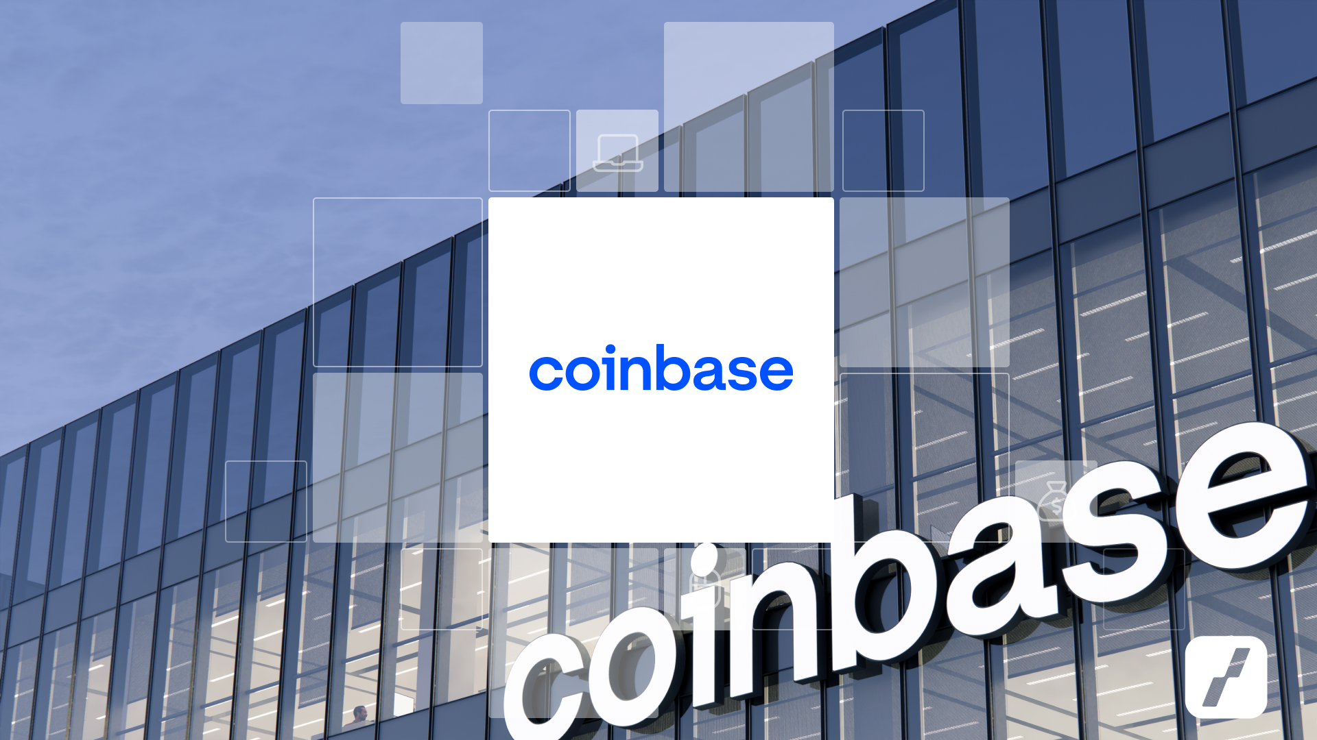 Akcie Coinbase a logo společnosti