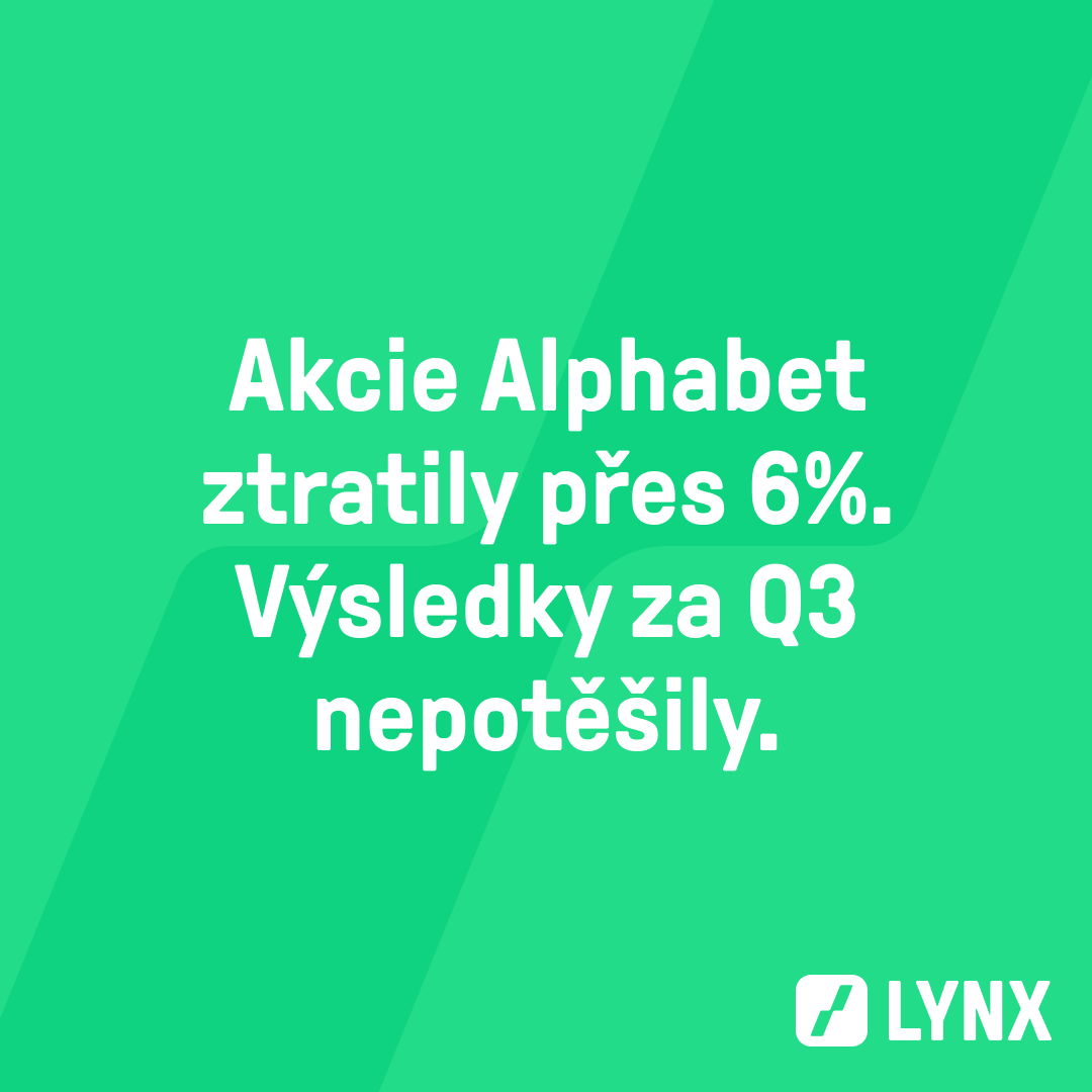 Akcie Alphabet ztratily přes 6%. Výsledky za Q3 nepotěšily