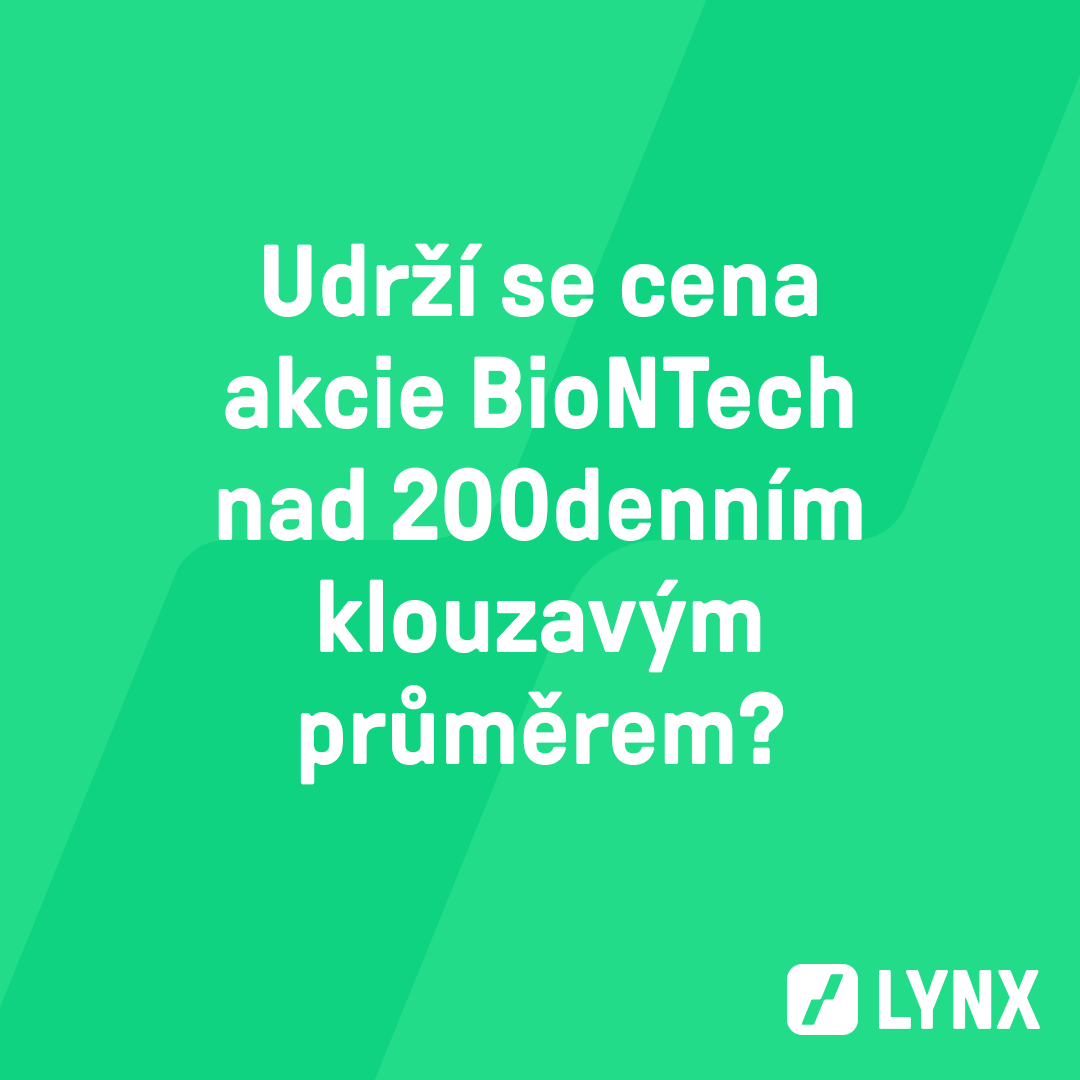 Udrží se cena akcie BioNTech nad 200denním klouzavým průměrem?