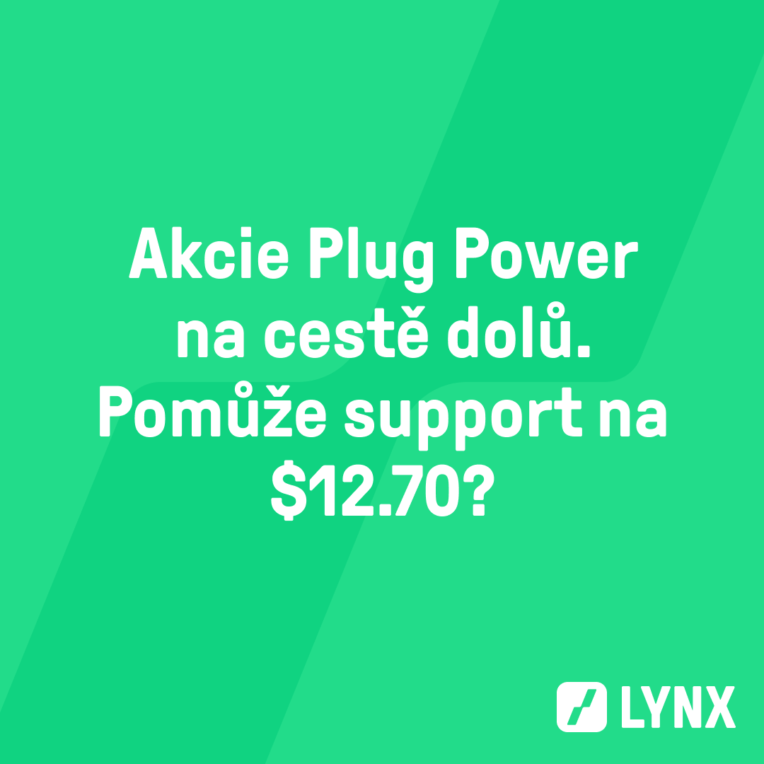 Akcie Plug Power na cestě dolů. Pomůže support na $12.70?
