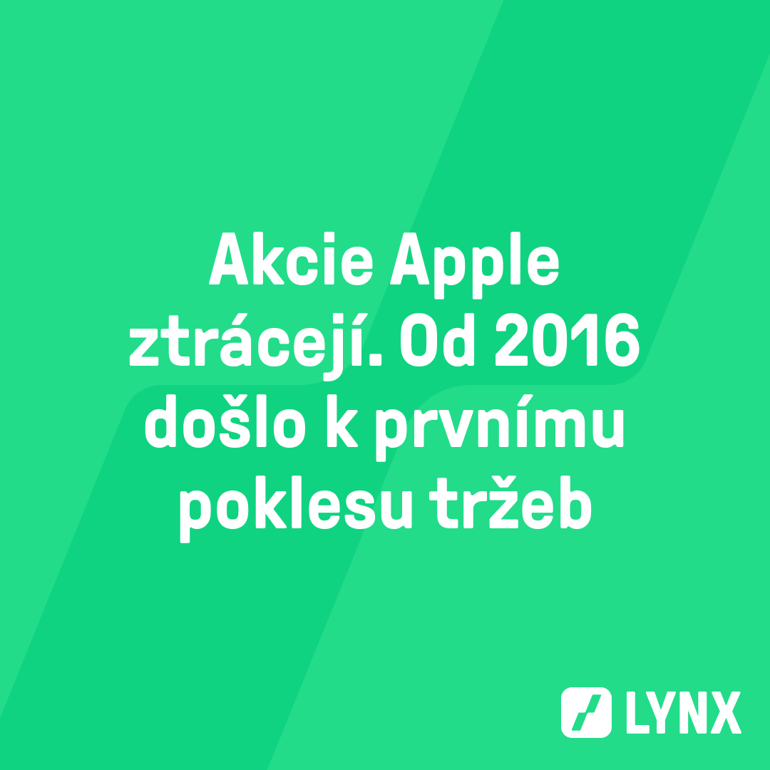 Akcie Apple ztrácejí. Od 2016 došlo k prvnímu poklesu tržeb