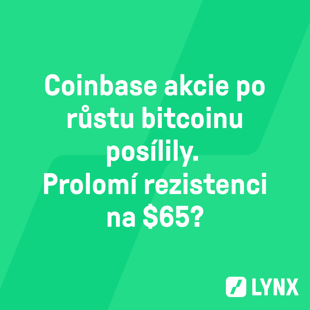 Coinbase akcie po růstu bitcoinu posílily. Prolomí rezistenci na $65?