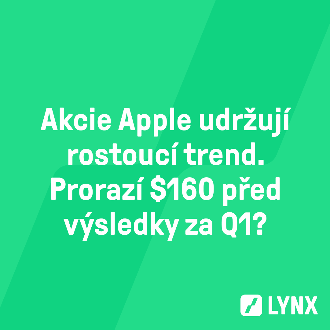 Akcie Apple udržují rostoucí trend. Prorazí $160 před výsledky za Q1?