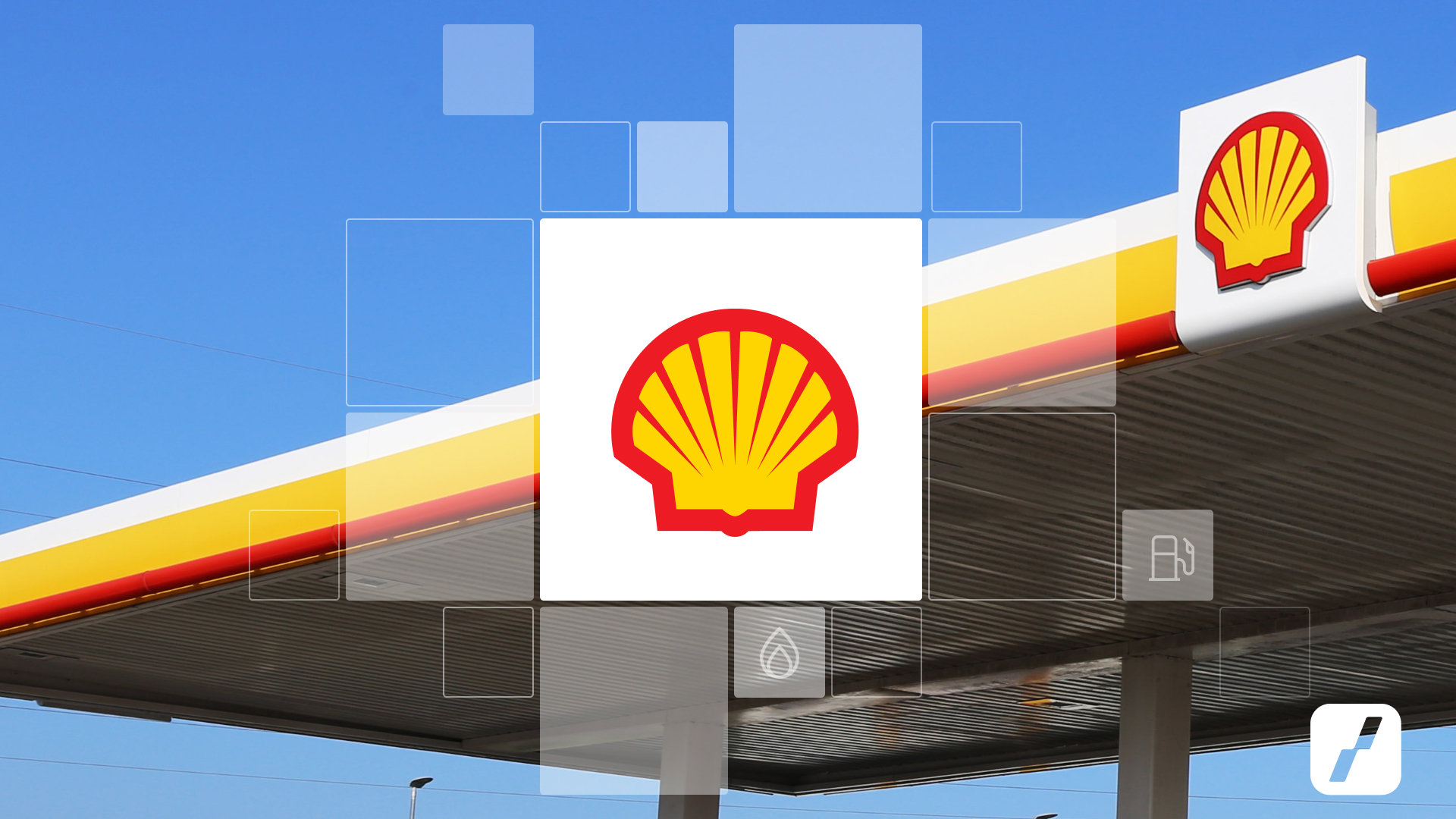 Čerpací stanice a logo společnosti Shell