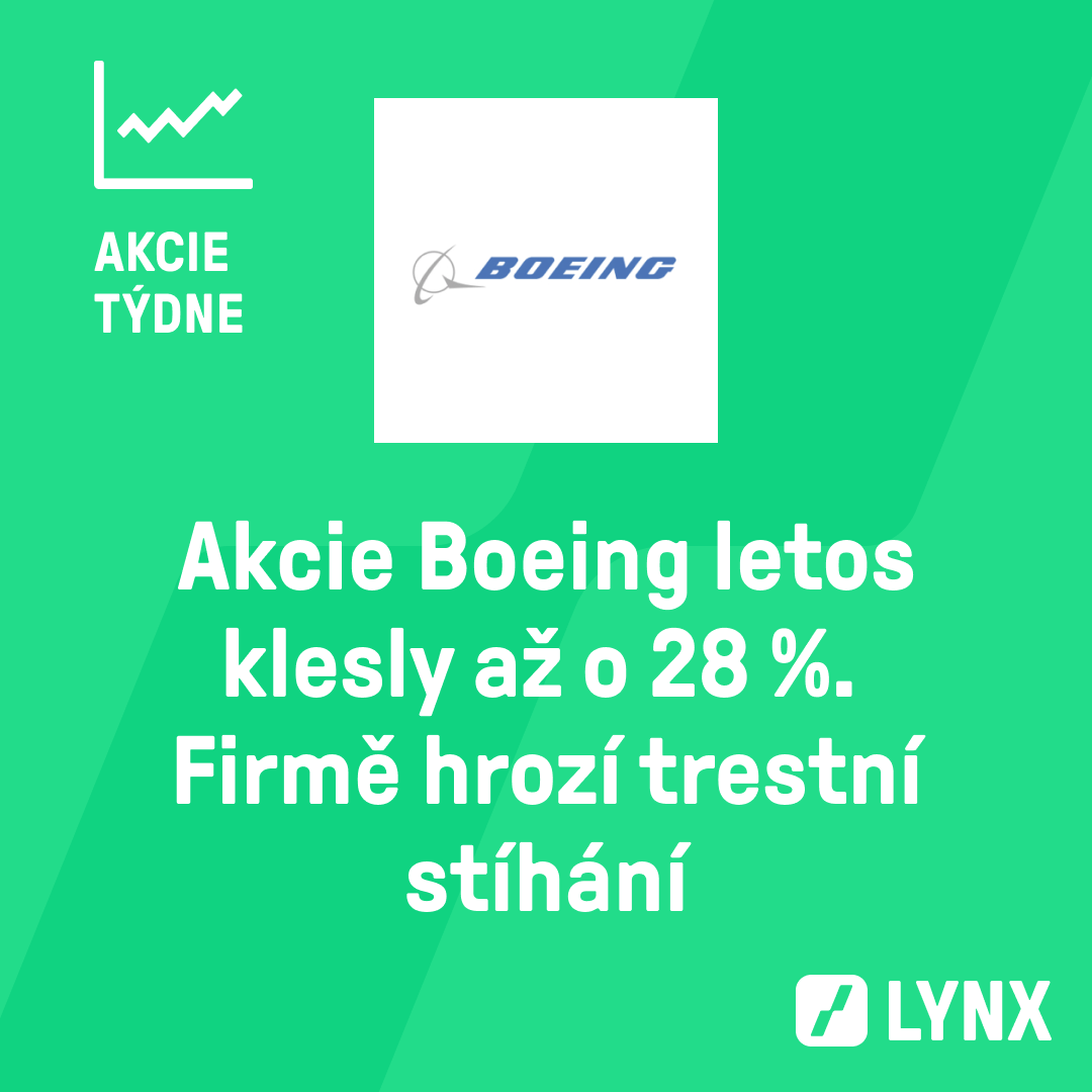 Akcie Boeing letos klesly až o 28 %. Firmě hrozí trestní stíhání